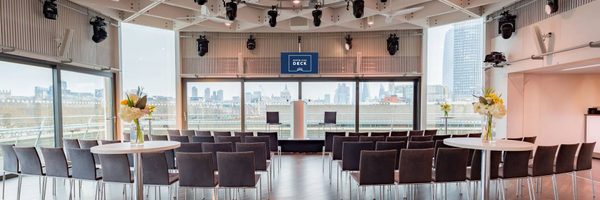Theatre style set up at the Buffini Chao Deck at the National Theatre